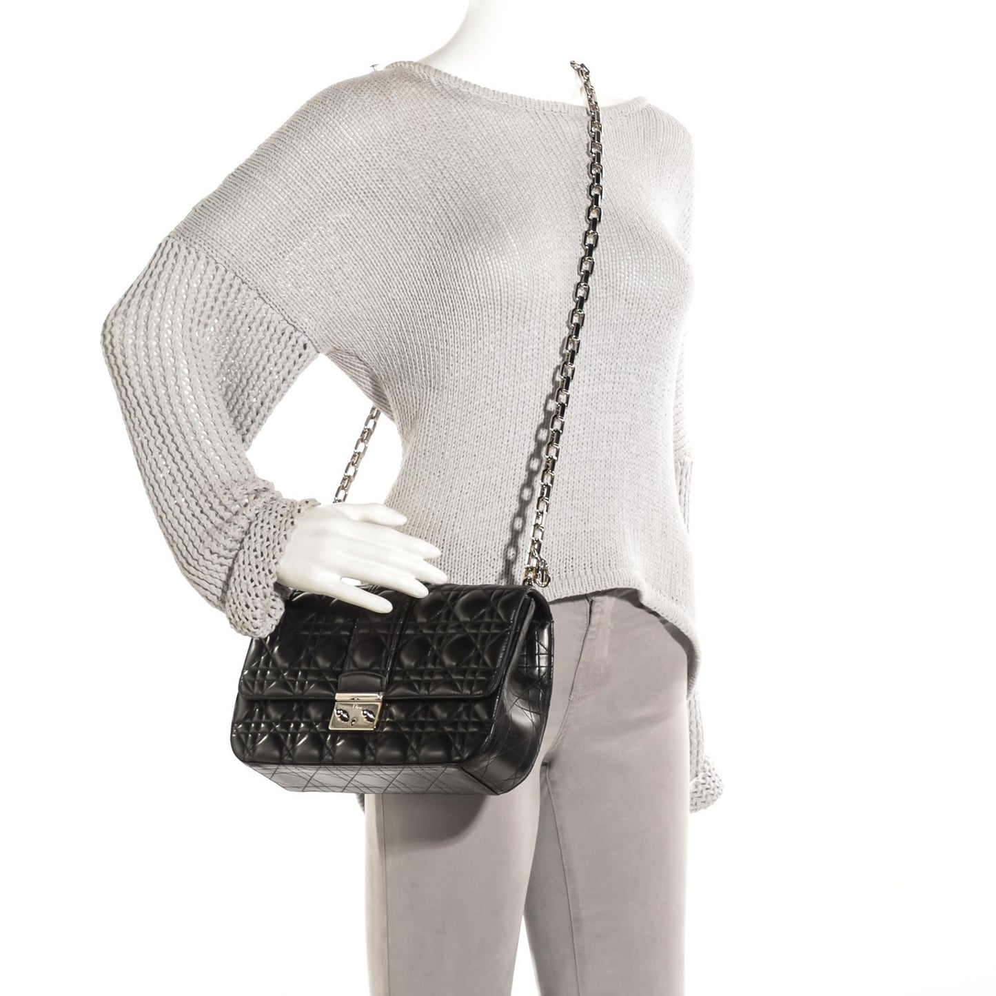 Lambskin Cannage Medium Miss Dior Flap Black