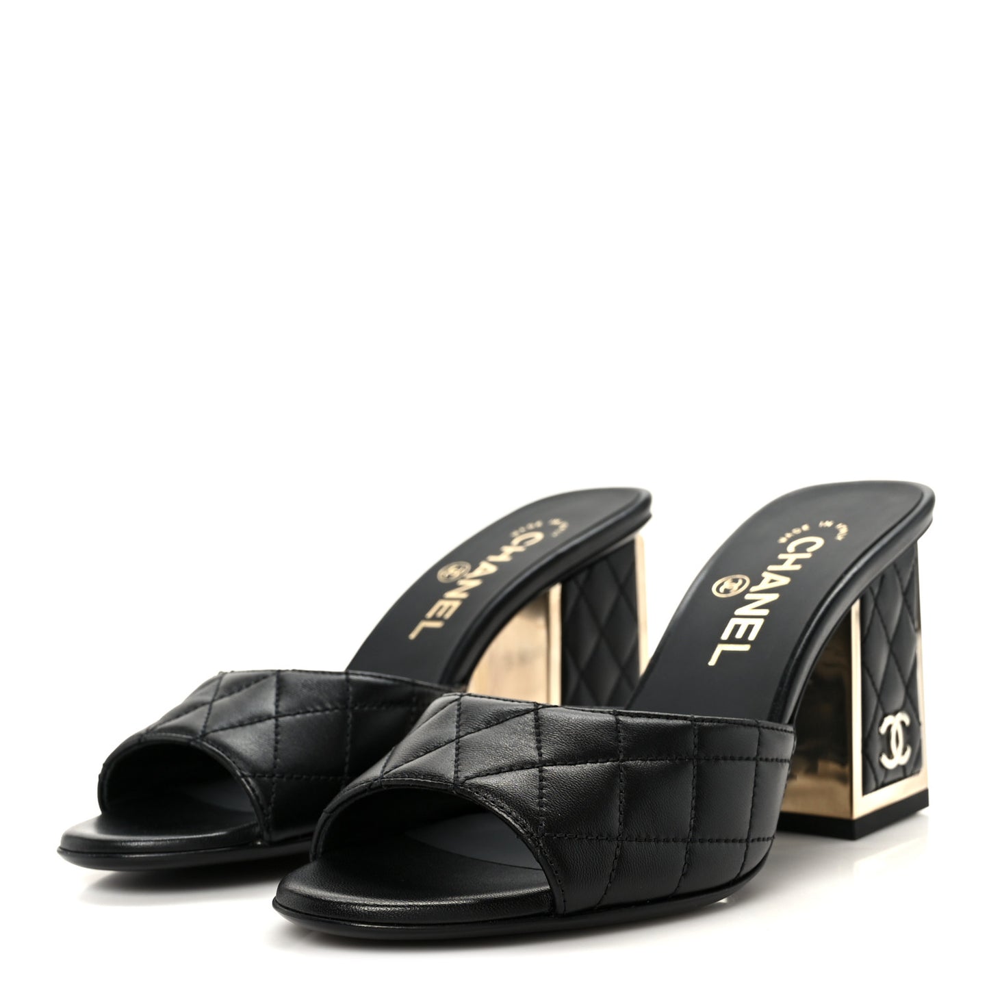 Lambskin Quilted CC Mules 36.5 Black