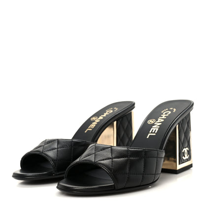 Chanel Lambskin Quilted CC Mules 36.5 Black 4 of 9