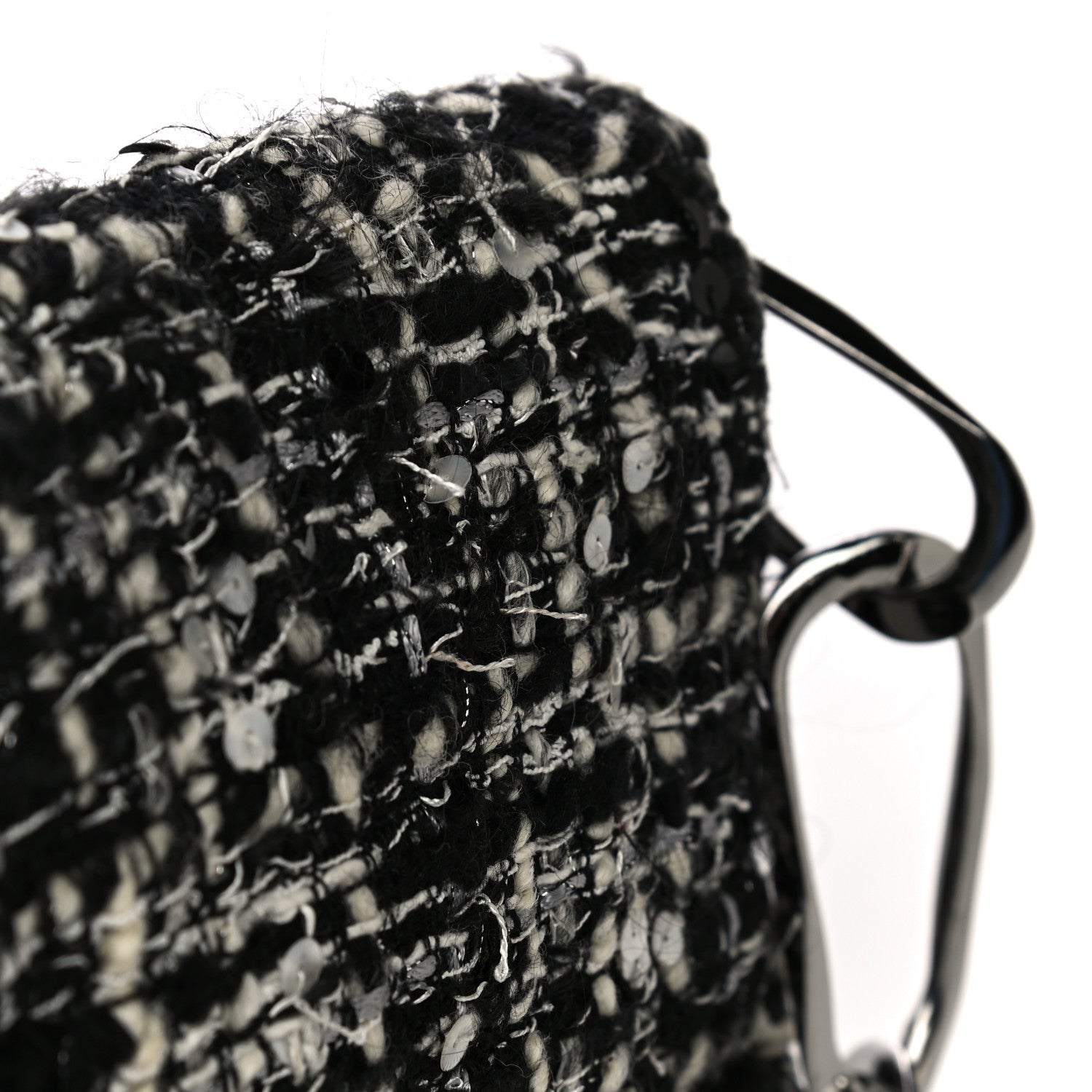 Chanel Sequin Tweed Single Flap Ecru Black 28 of 32