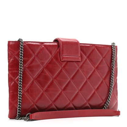 Chanel Aged Calfskin Quilted Zip Clutch Dark Red 3 of 13