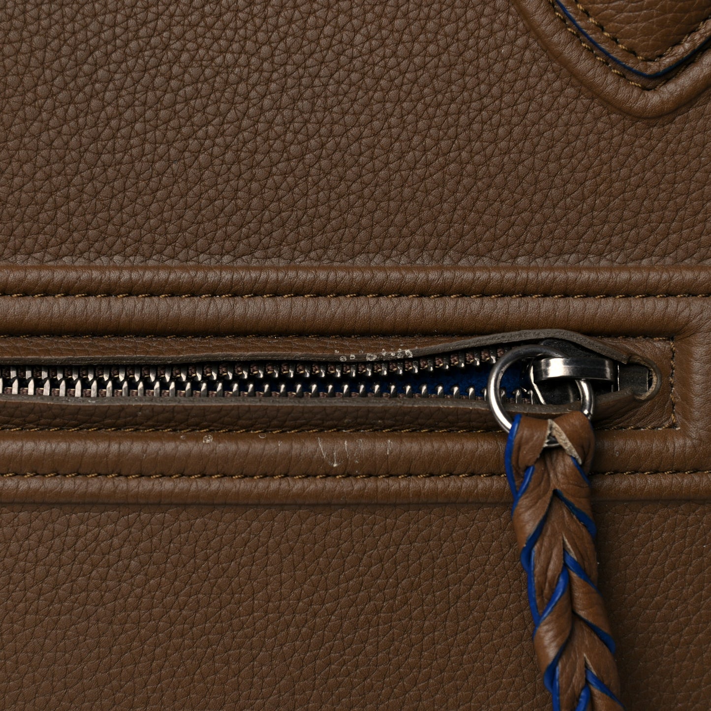 Baby Grained Medium Phantom Luggage Taupe Blue Trim