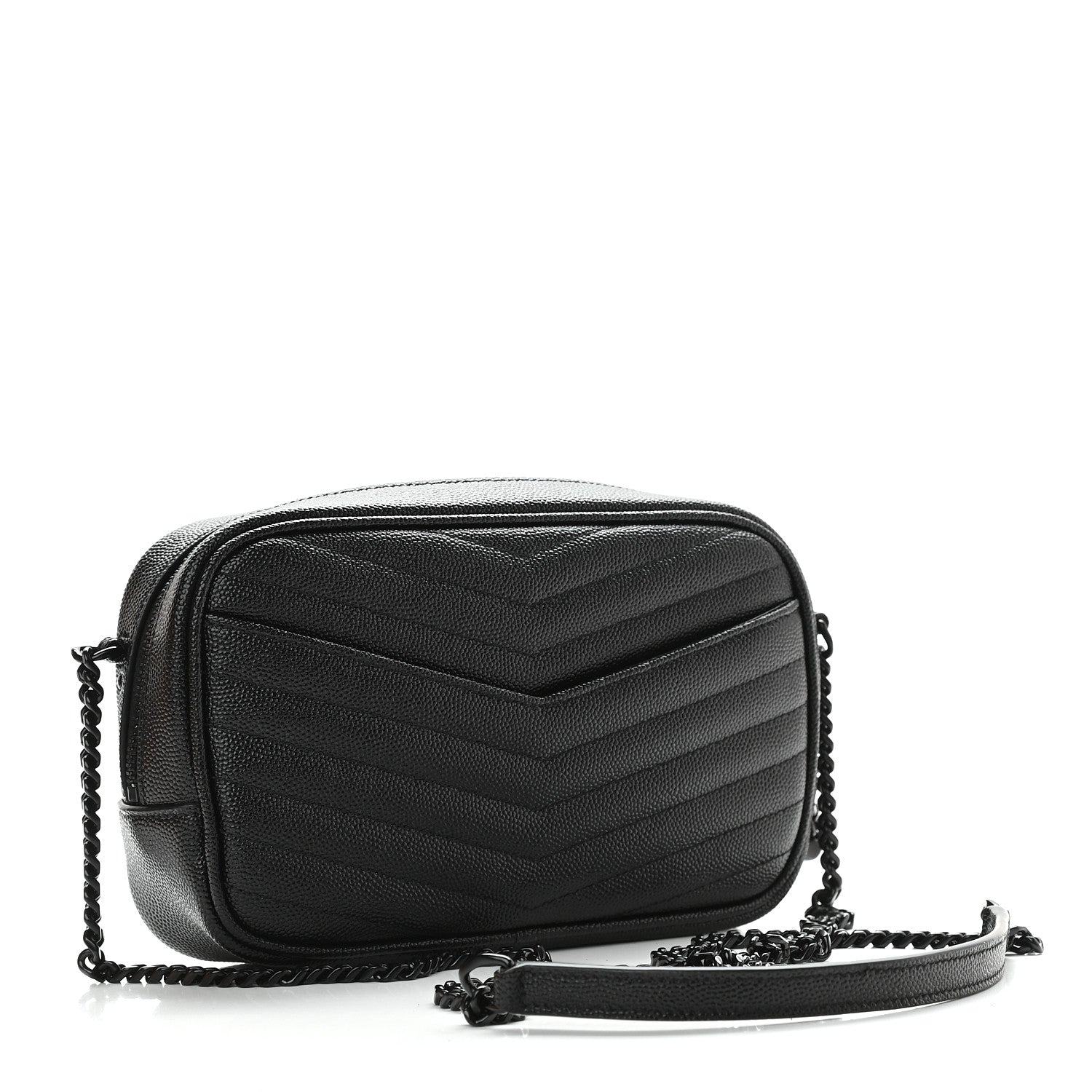 Saint Laurent Grain De Poudre Matelasse Monogram Mini Lou Camera Bag Black 3 of 8
