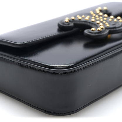 Celine Shiny Calfskin Triomphe Studded Chain Shoulder Bag Black 8 of 9