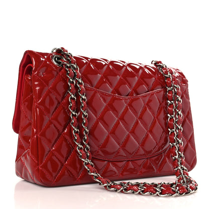 Chanel Patent Calfskin Quilted Medium Double Flap Dark Red 3 of 9