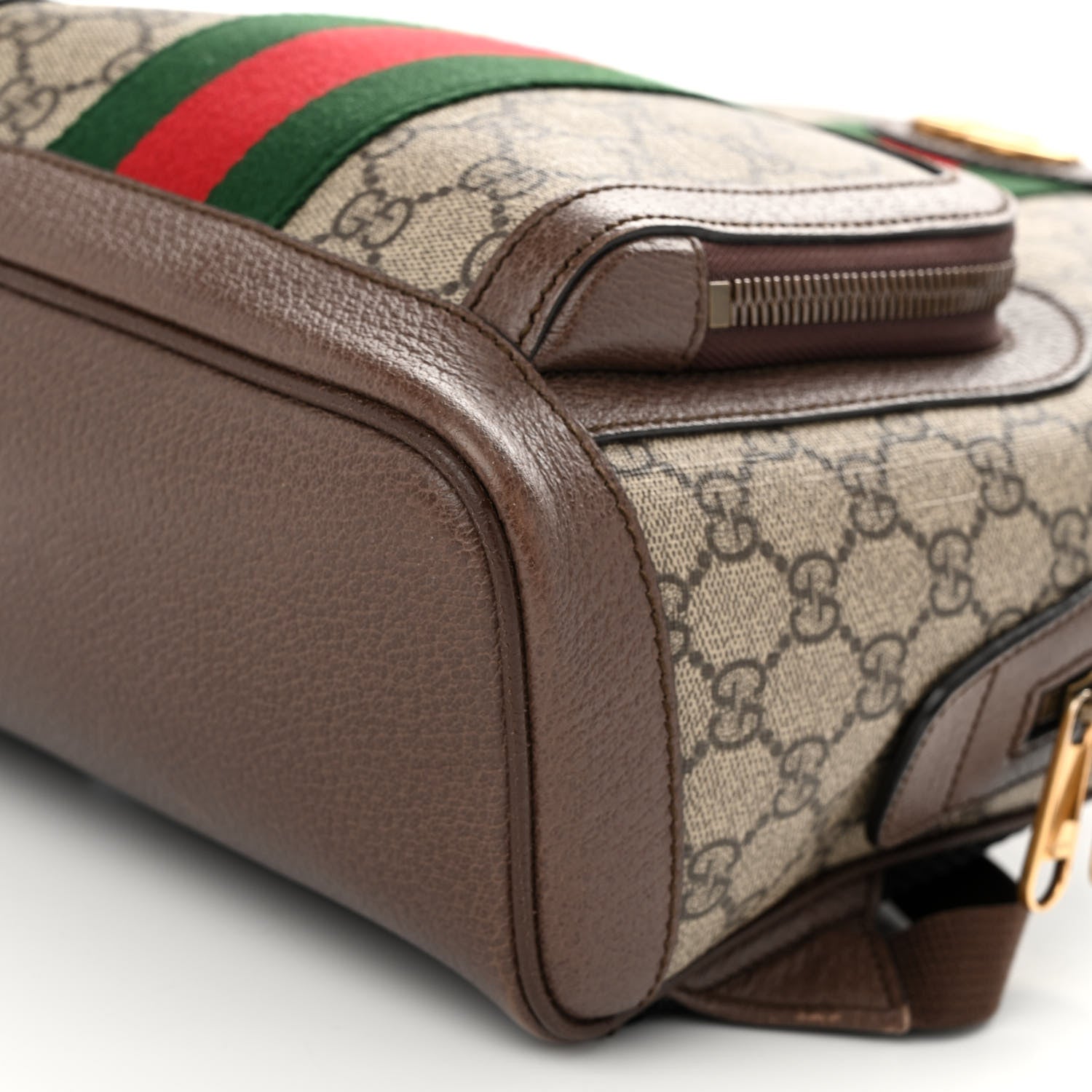 Gucci GG Supreme Monogram Calfskin Web Small Ophidia Day Backpack Beige Ebony New Acero 9 of 10