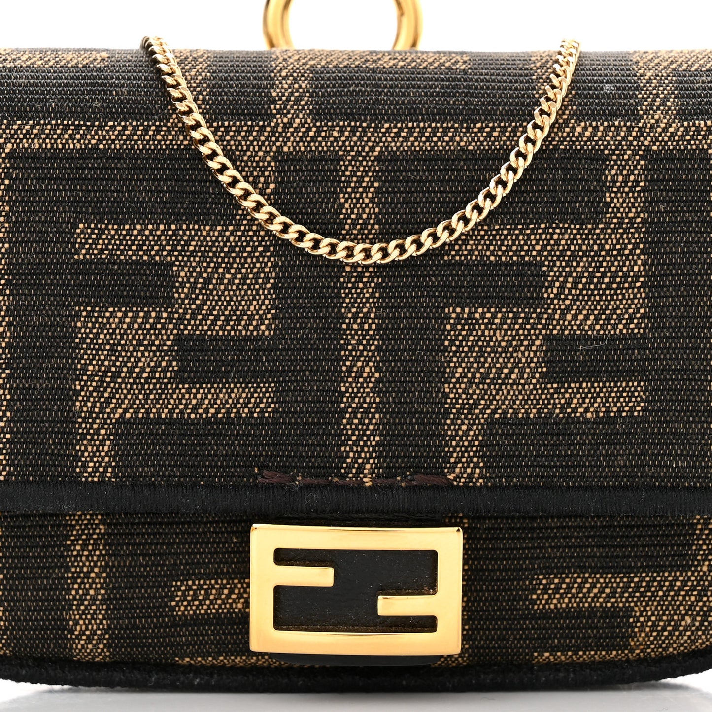 Fabric Jacquard FF 1974 Nano Baguette Charm Tobacco Moro Black