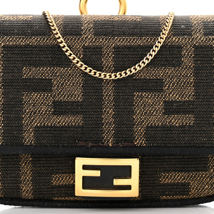 Fendi Fabric Jacquard FF 1974 Nano Baguette Charm Tobacco Moro Black 8 of 11