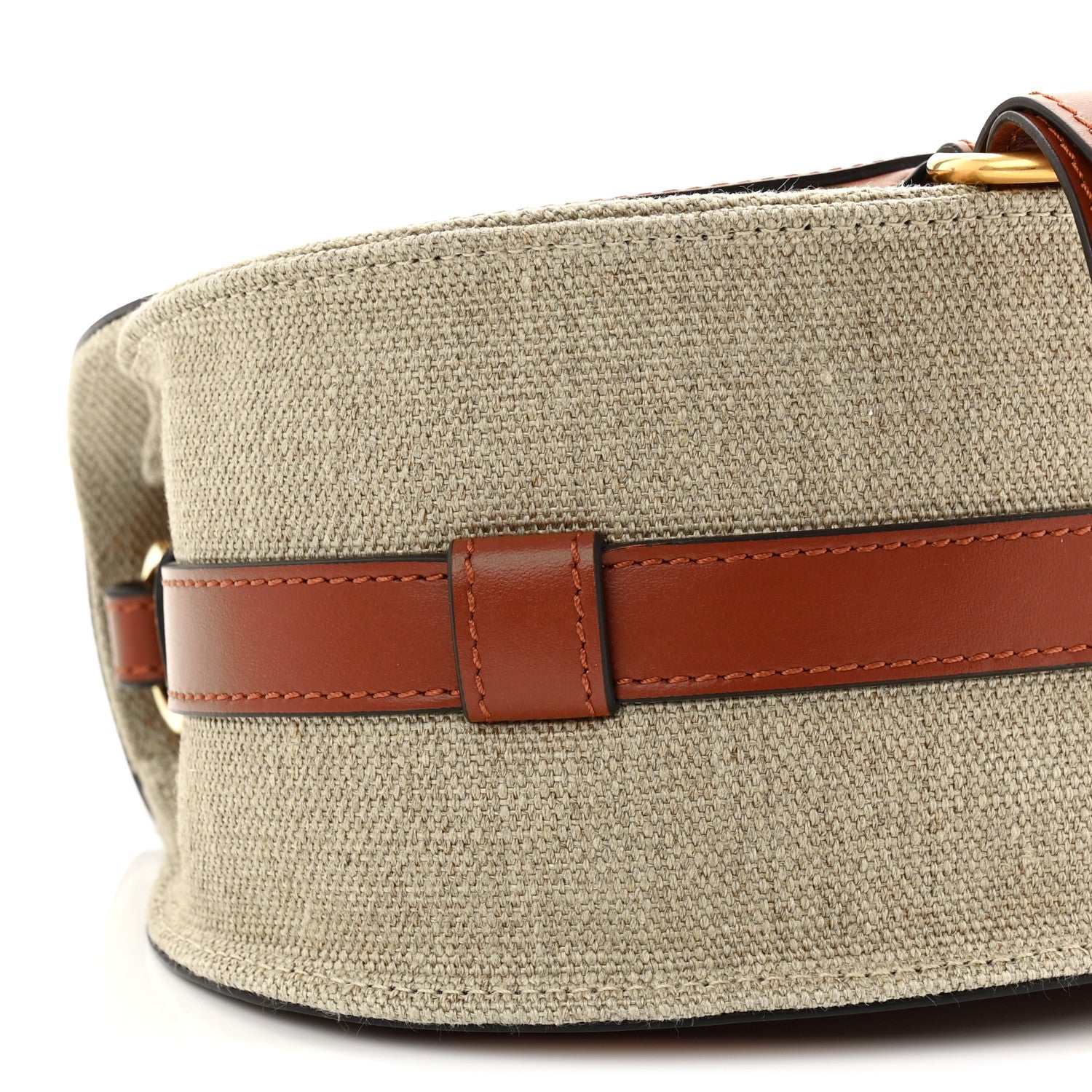 Chloe Linen Calfskin Small Marcie Saddle Bag Sepia Brown 8 of 9