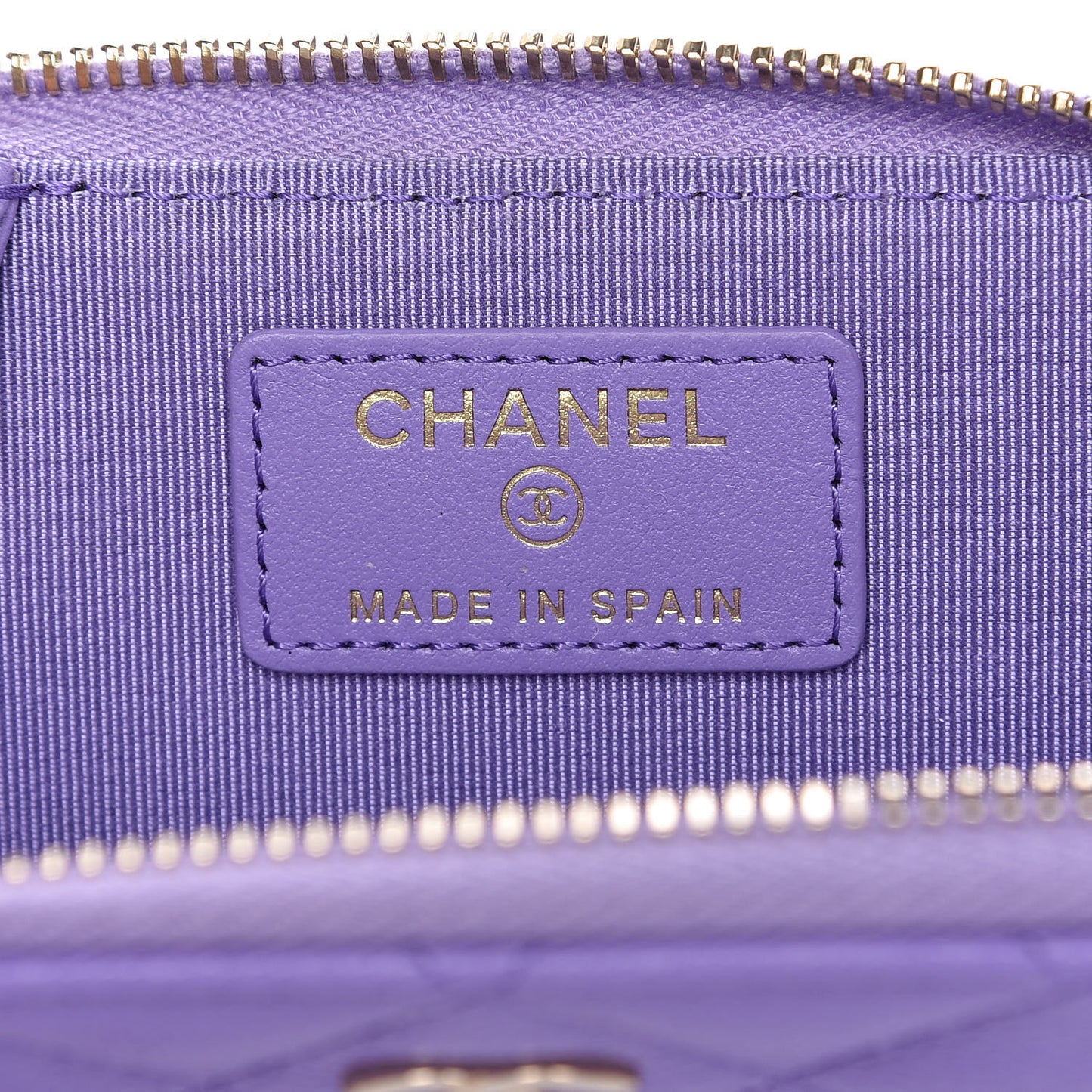 Caviar Quilted Zipped Key Holder Case Purple