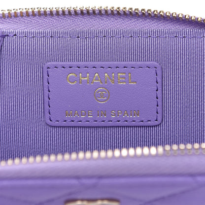 Chanel Caviar Quilted Zipped Key Holder Case Purple 8 of 10