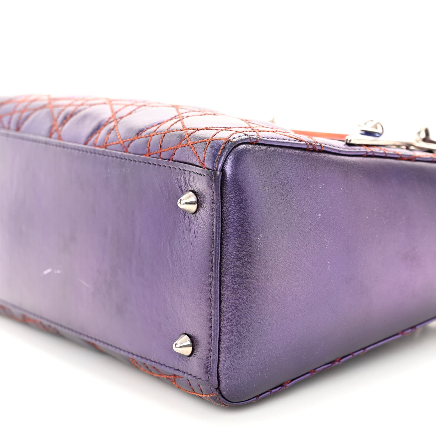 Christian Dior Metallic Lambskin Cannage Medium Anselm Reyle Lady Dior Purple Orange 9 of 10