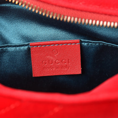 Gucci Velvet Matelasse Small GG Marmont Chain Shoulder Bag Hibiscus Red 6 of 10