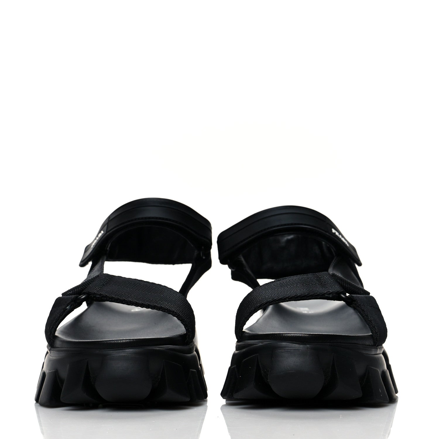 Prada Rubber Nylon Velcro Womens Cloudbust Thunder 50mm Sandals 38.5 Black 2 of 8