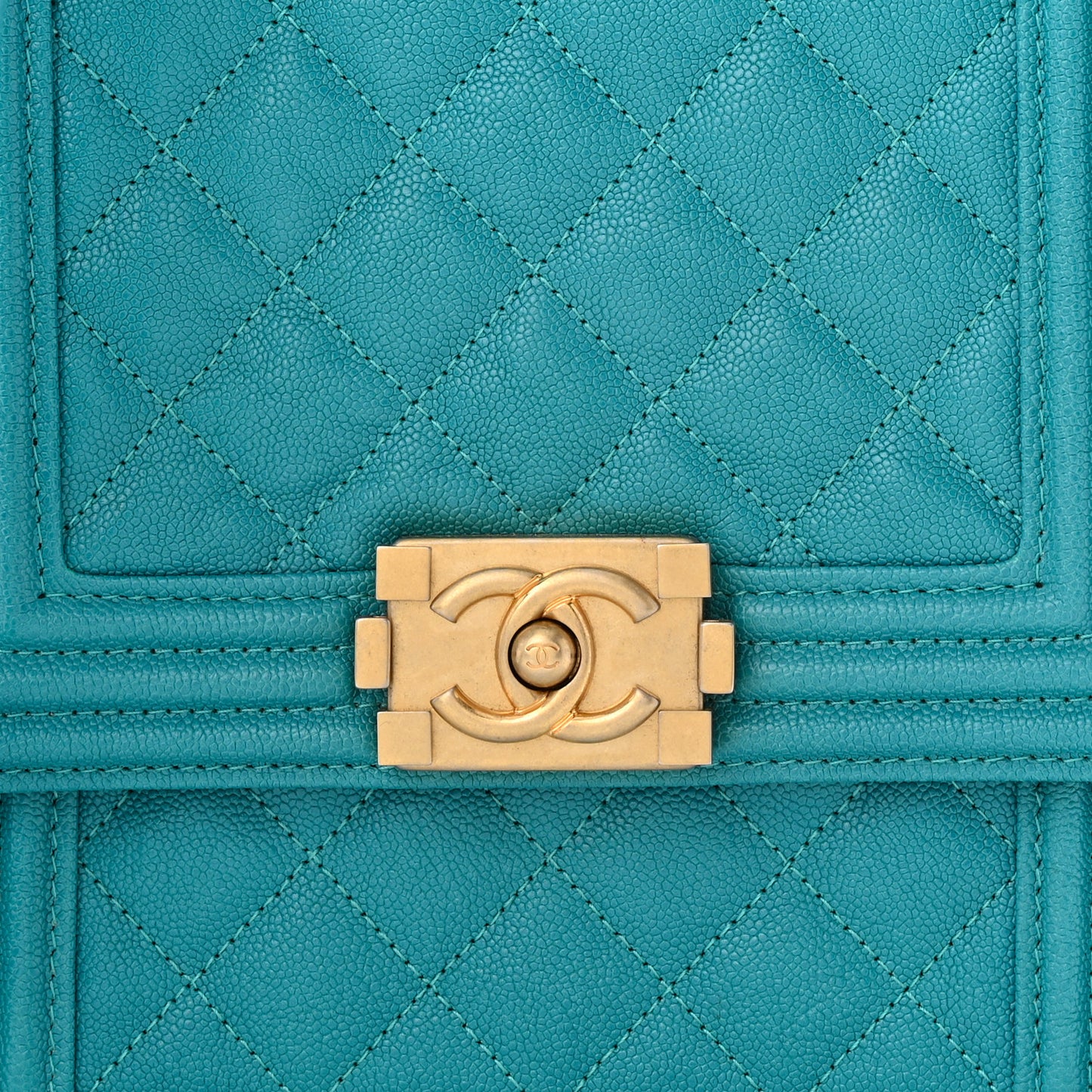 Caviar Quilted North South Boy Flap Turquoise