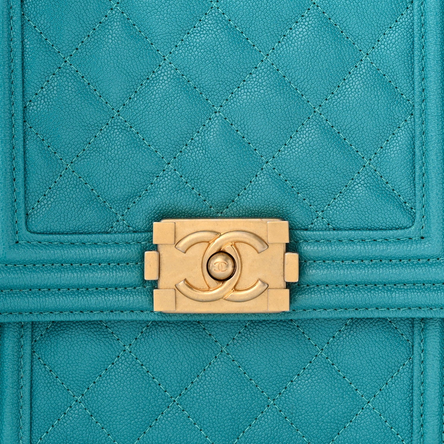 Chanel Caviar Quilted North South Boy Flap Turquoise 8 of 10