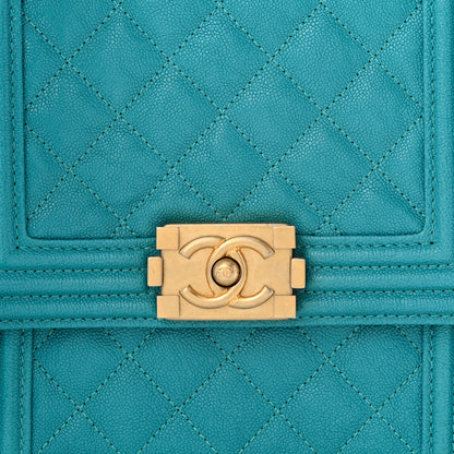Chanel Caviar Quilted North South Boy Flap Turquoise 8 of 10
