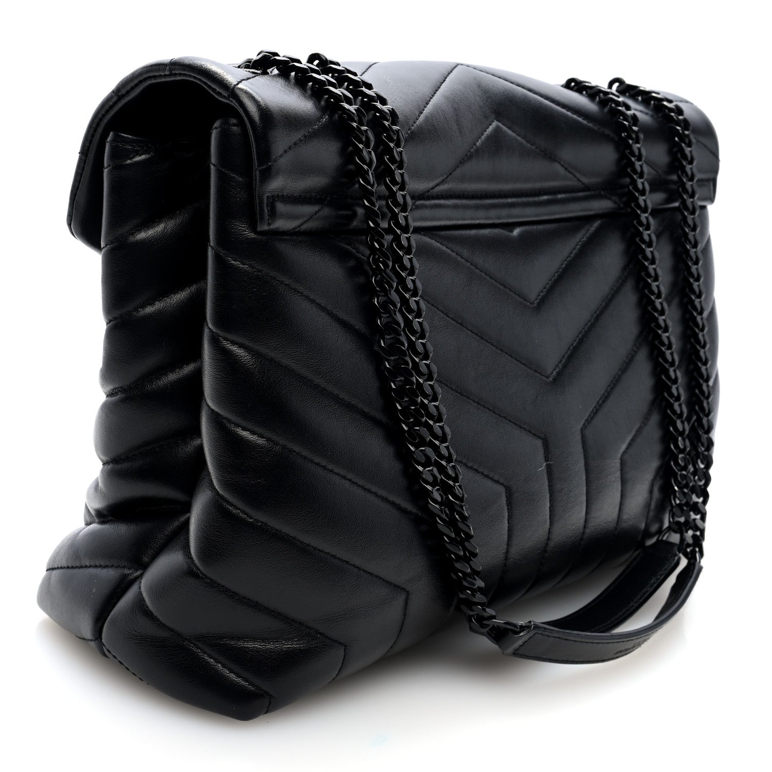Saint Laurent Calfskin Y Quilted Monogram Monochrome Medium Loulou Chain Satchel Black 3 of 9
