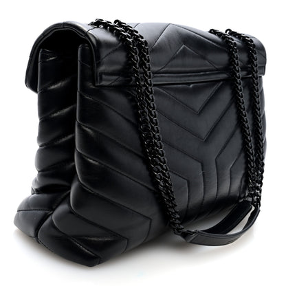 Saint Laurent Calfskin Y Quilted Monogram Monochrome Medium Loulou Chain Satchel Black 3 of 9