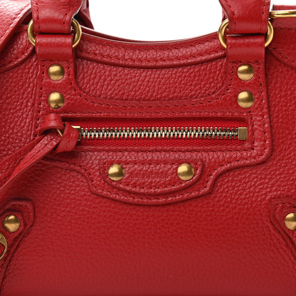 Balenciaga Grained Calfskin Neo Classic Gold Hardware Nano City Crossbody Medium Red 9 of 14