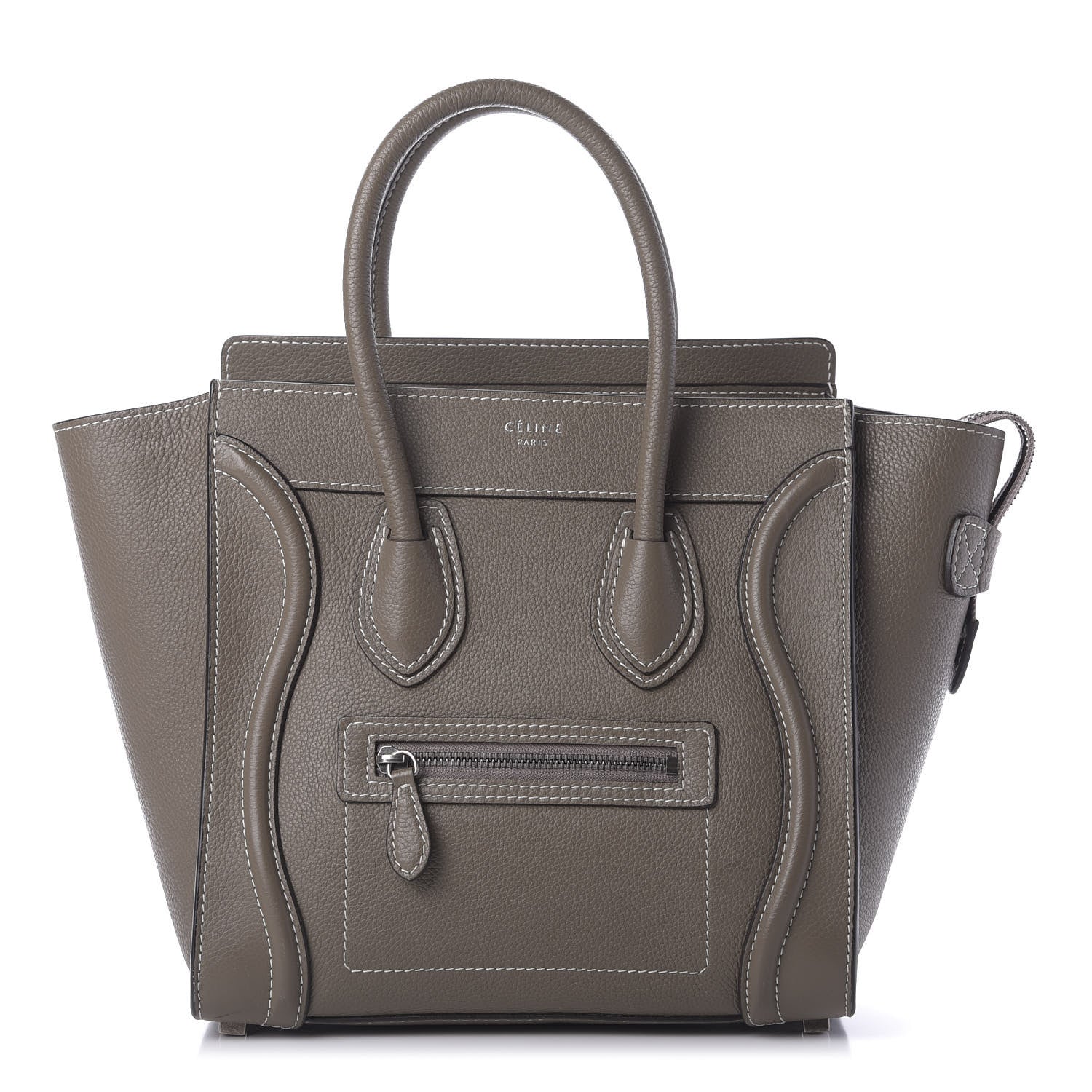 Celine Drummed Calfskin Micro Luggage Souris 1 of 9