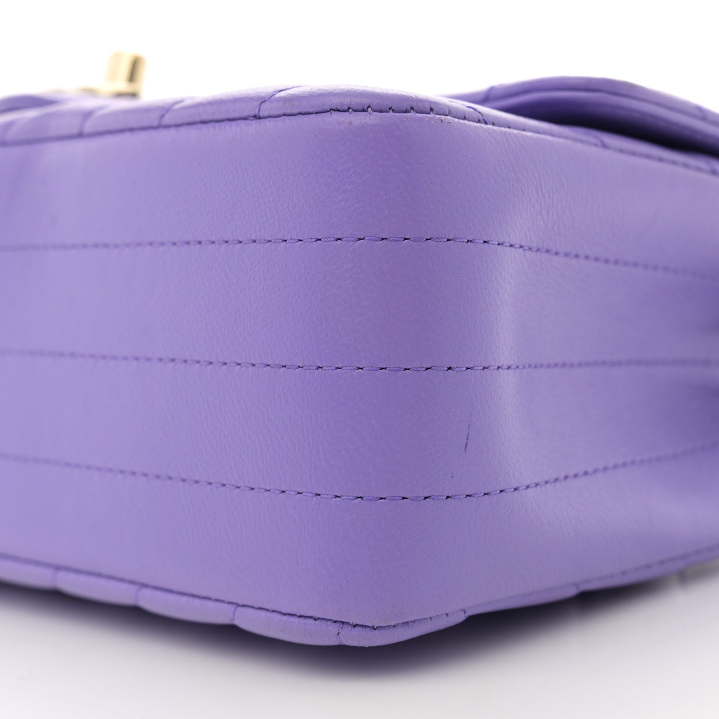 Lambskin Chevron Quilted Mini Rectangular Flap Purple