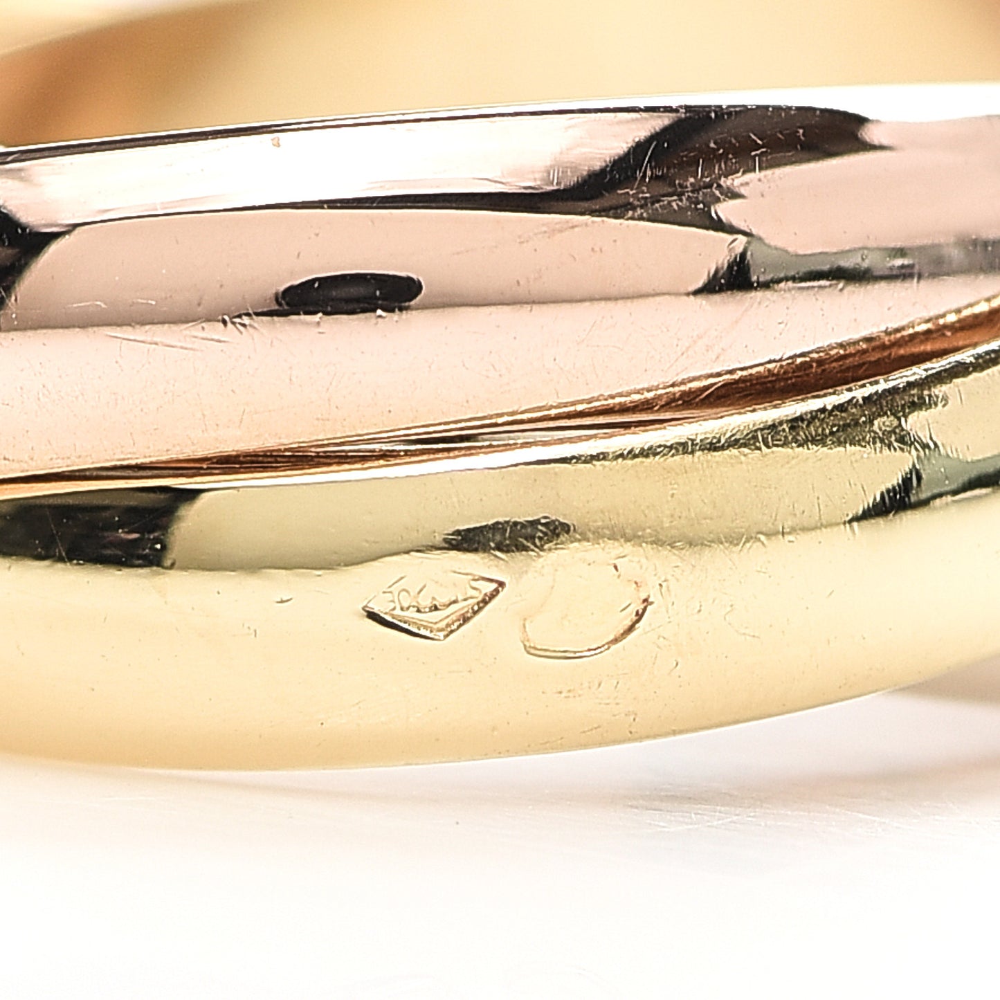 18K Pink Yellow White Gold Classic Les Must De Cartier Trinity Ring 49 4.75
