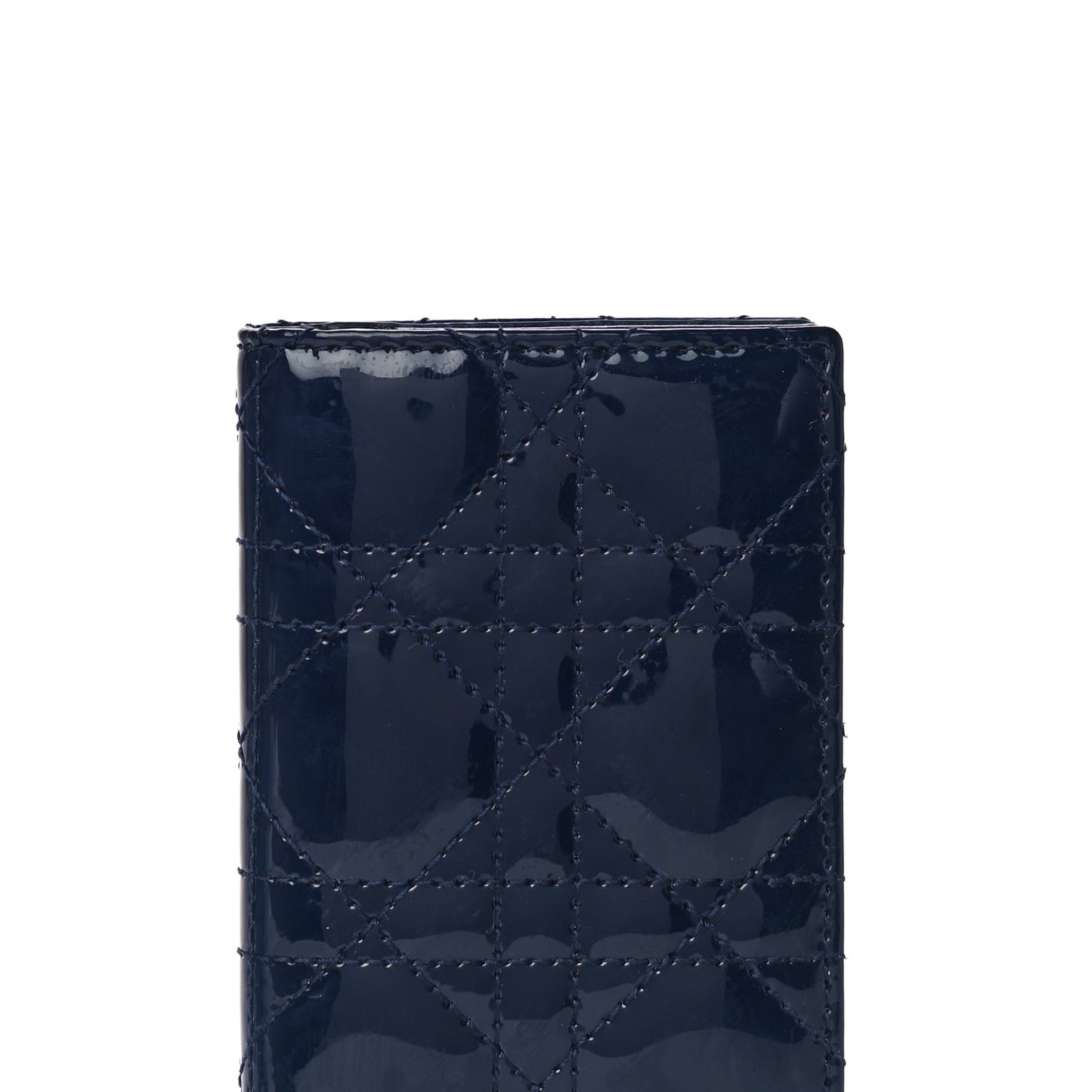 Patent Cannage Lady Dior Card Holder Blue