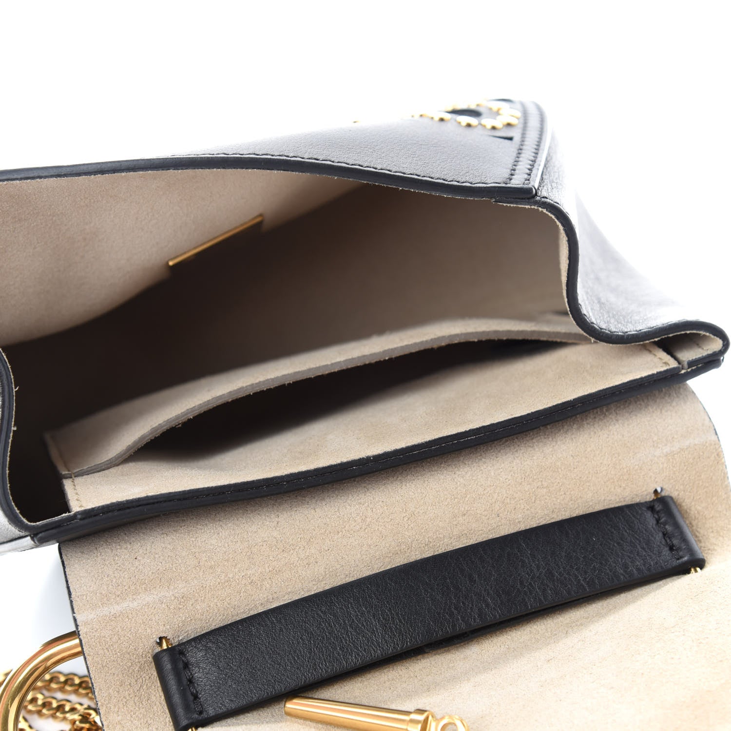 Chloe Calfskin Suede Studded Mini Drew Shoulder Bag Black 5 of 10