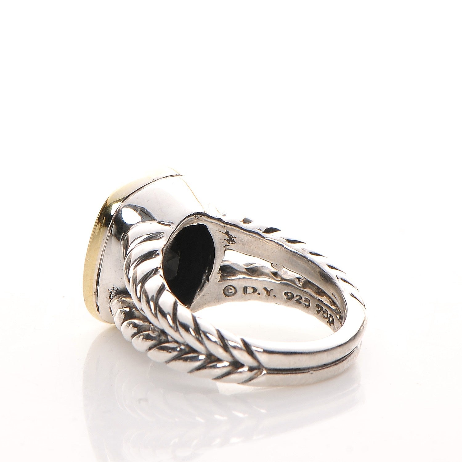 David Yurman Sterling Silver 18K Yellow Gold Black Onyx Noblesse Ring 52 6.25 3 of 4