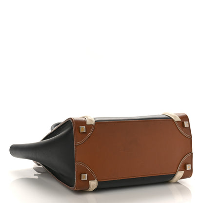 Celine Satin Calfskin Mini Tri-Color Luggage Black Tan 4 of 12