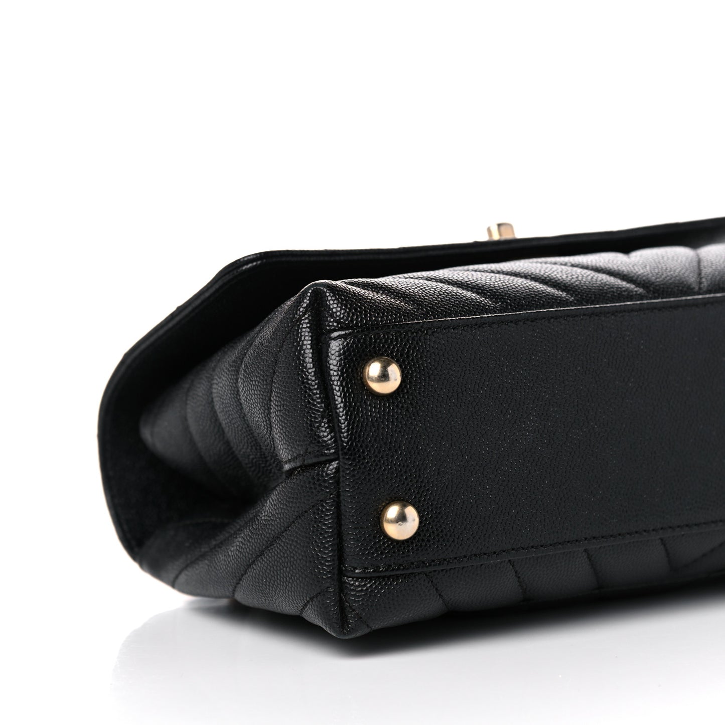 Caviar Chevron Quilted Mini Coco Handle Flap Black