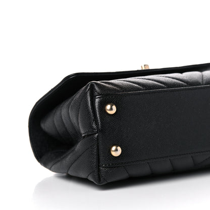 Chanel Caviar Chevron Quilted Mini Coco Handle Flap Black 8 of 11