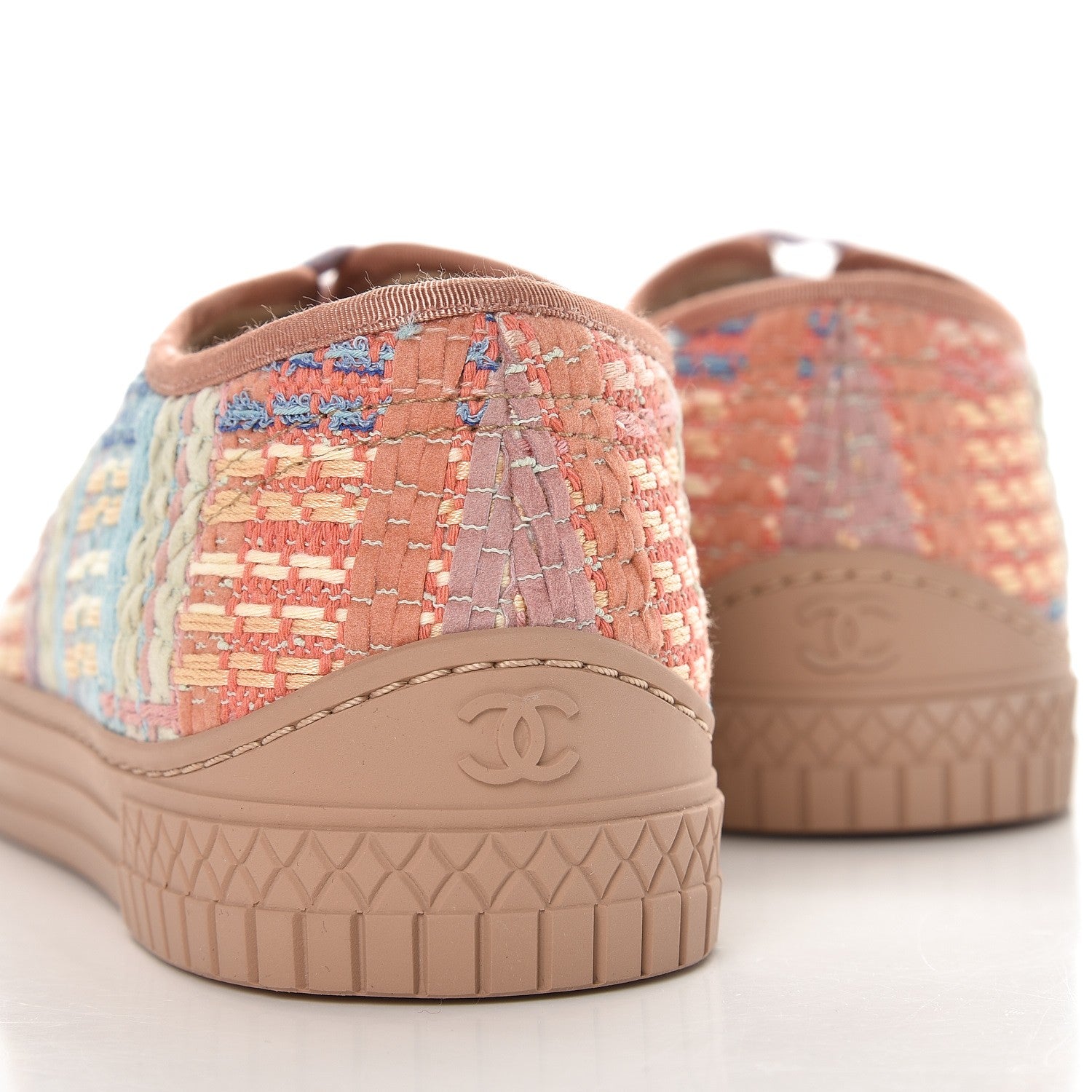 Chanel Tweed Low Top Sneakers 38 Multicolor Beige 10 of 11