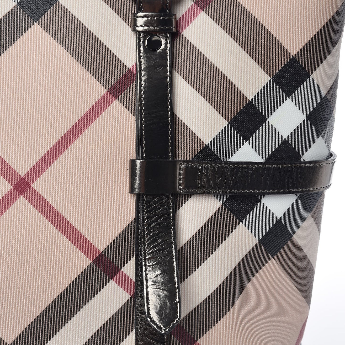 Metallic Calfskin Nova Check Tote Pewter