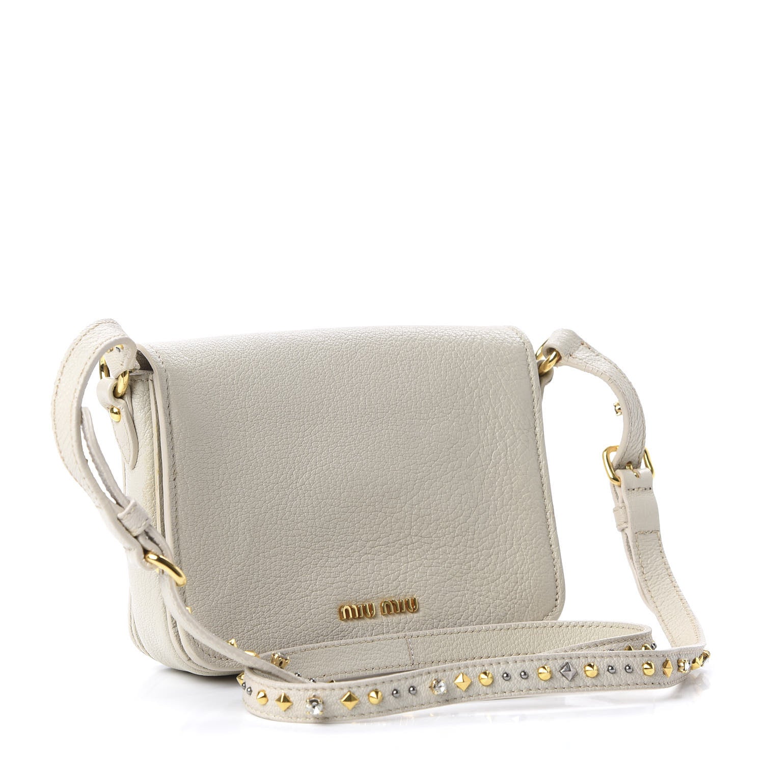 Miu Miu Madras Jeweled Crossbody Bag White 3 of 11