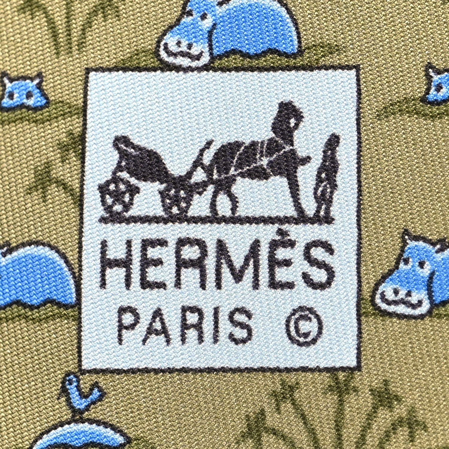 Hermes Silk Printed Mens Neck Tie Green 3 of 5