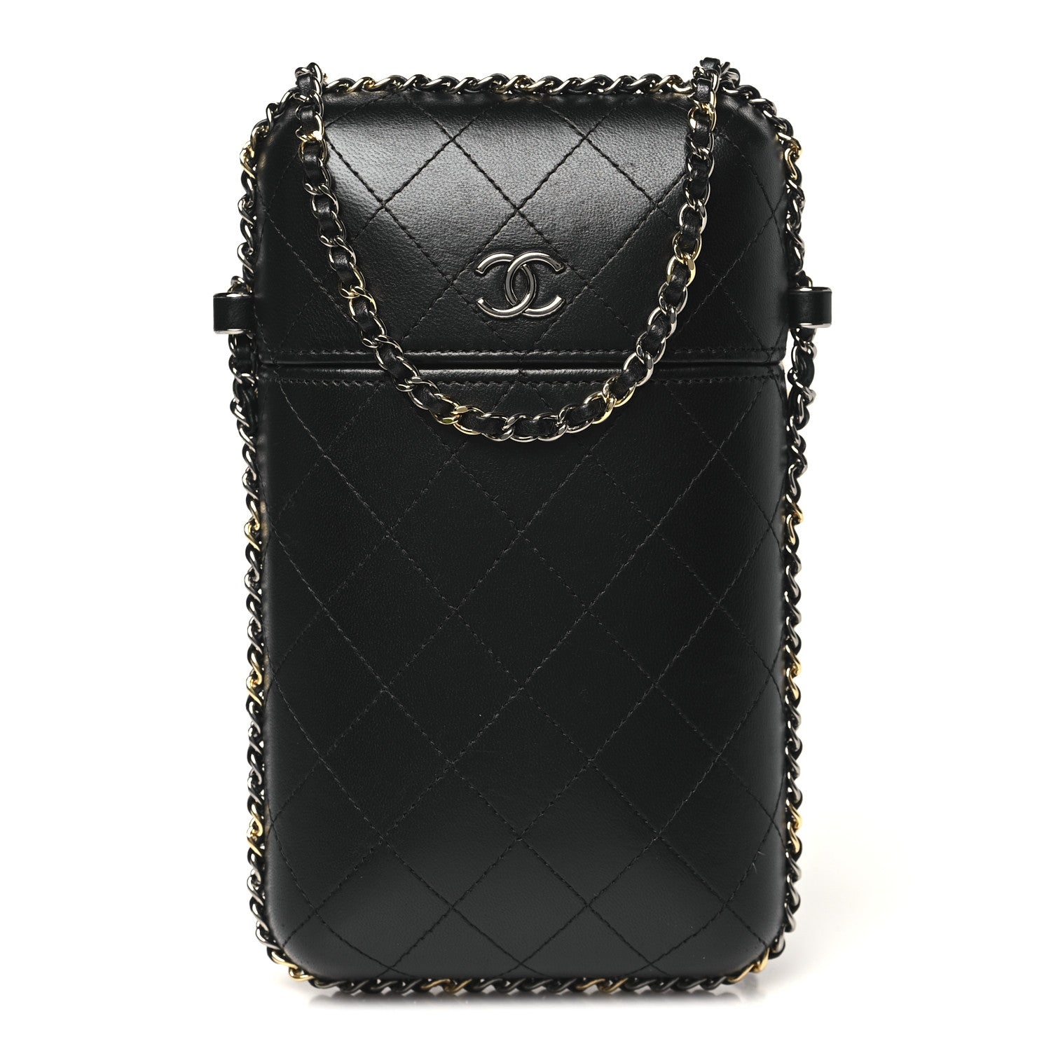 Chanel Lambskin Quilted Chain Around Phone Holder Black 1 of 10