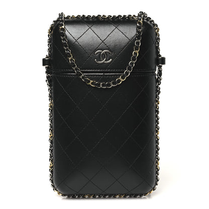 Chanel Lambskin Quilted Chain Around Phone Holder Black 1 of 10