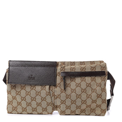 Gucci GG Monogram Double Pocket Belt Bag Dark Brown 1 of 8
