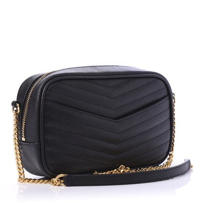 Saint Laurent Grain De Poudre Matelasse Monogram Mini Lou Camera Bag Black 3 of 9