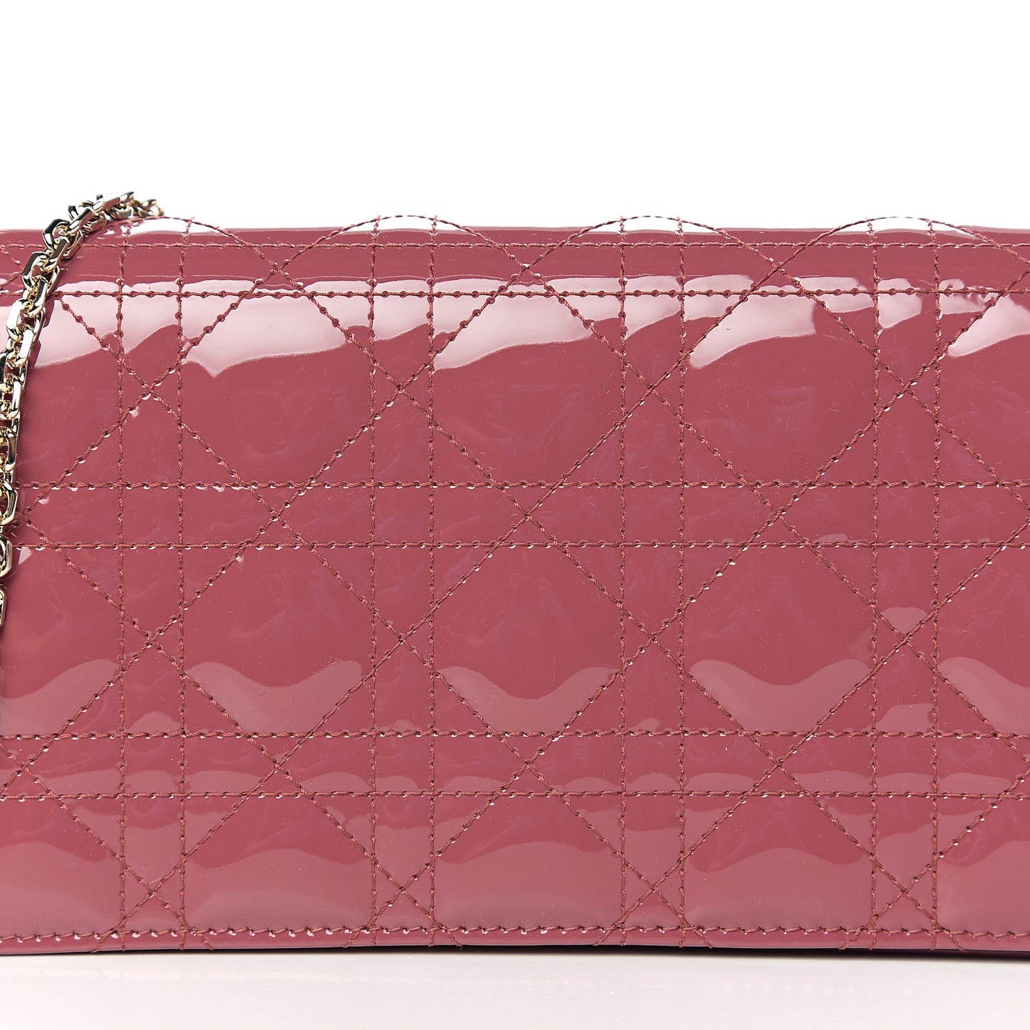 Patent Cannage Lady Dior Clutch Mallow Rose