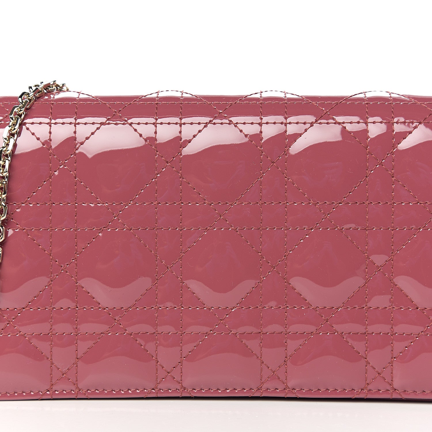 Christian Dior Patent Cannage Lady Dior Clutch Mallow Rose 9 of 10