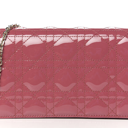 Christian Dior Patent Cannage Lady Dior Clutch Mallow Rose 9 of 10