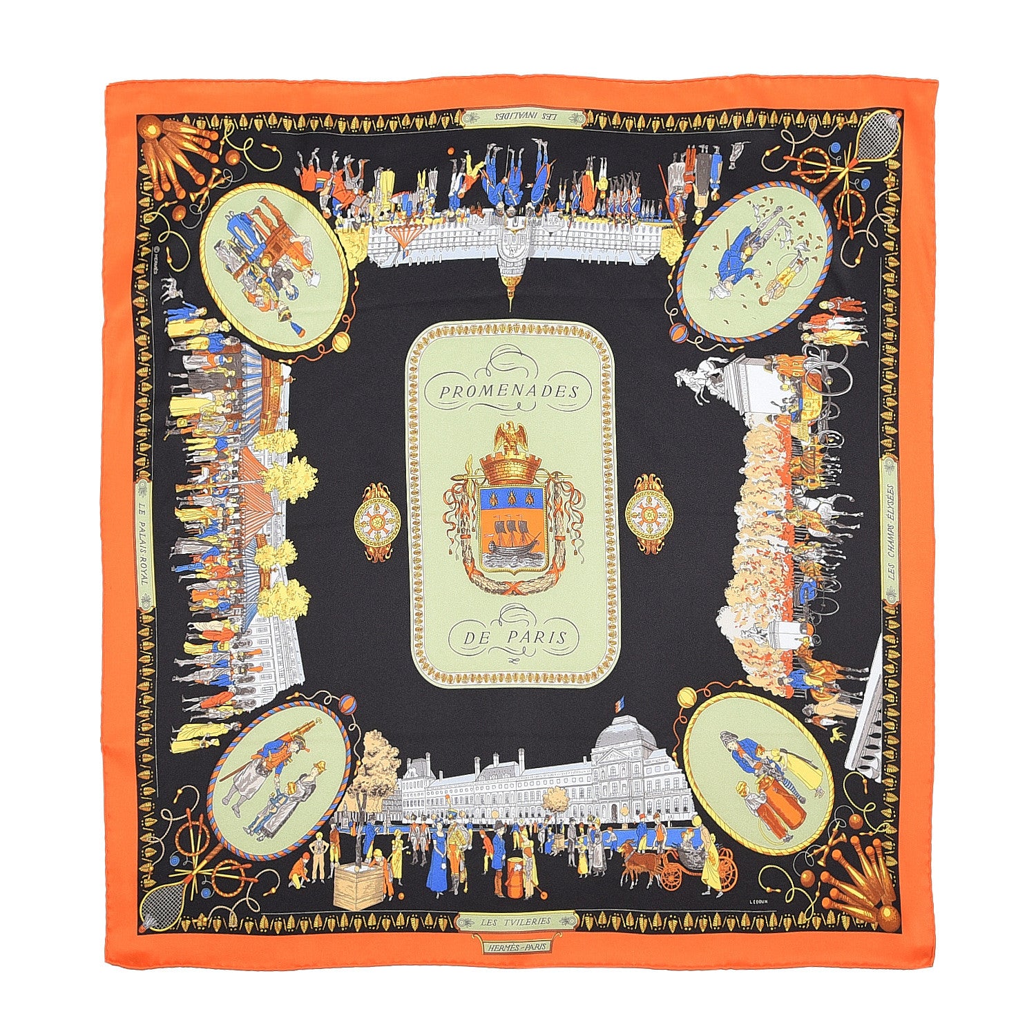 Hermes Silk Promenades de Paris Scarf 70 Lavande Corail Vieil Or 1 of 5