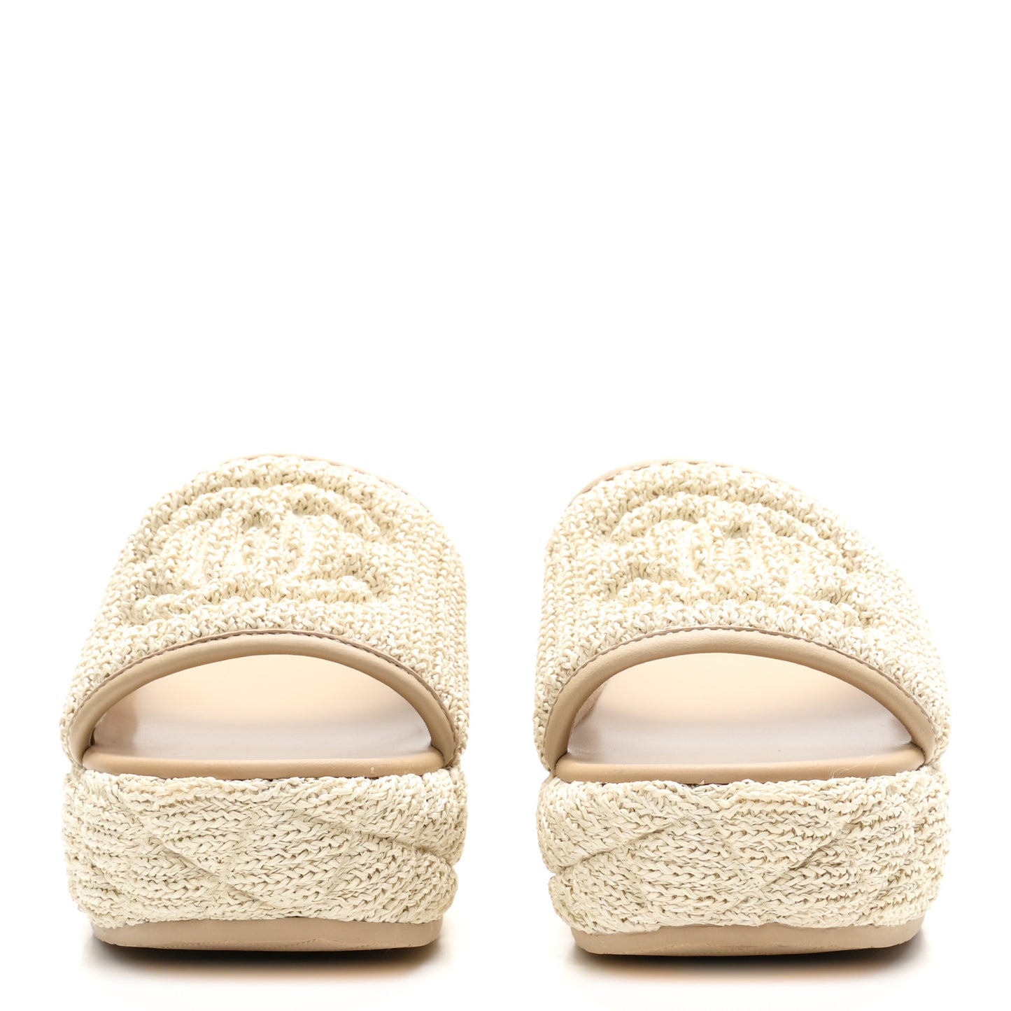 Raffia CC Platform Mules 37.5 Beige