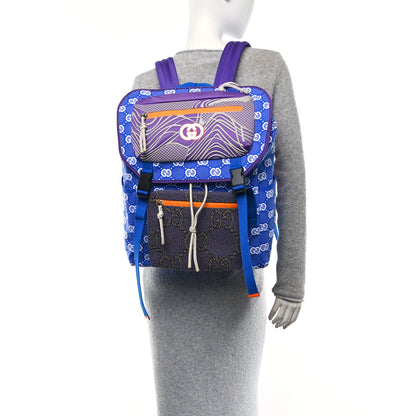 Gucci Jersey GG Monogram All Over Pan Sport Double Buckle Backpack  Blue Multicolor 2 of 10