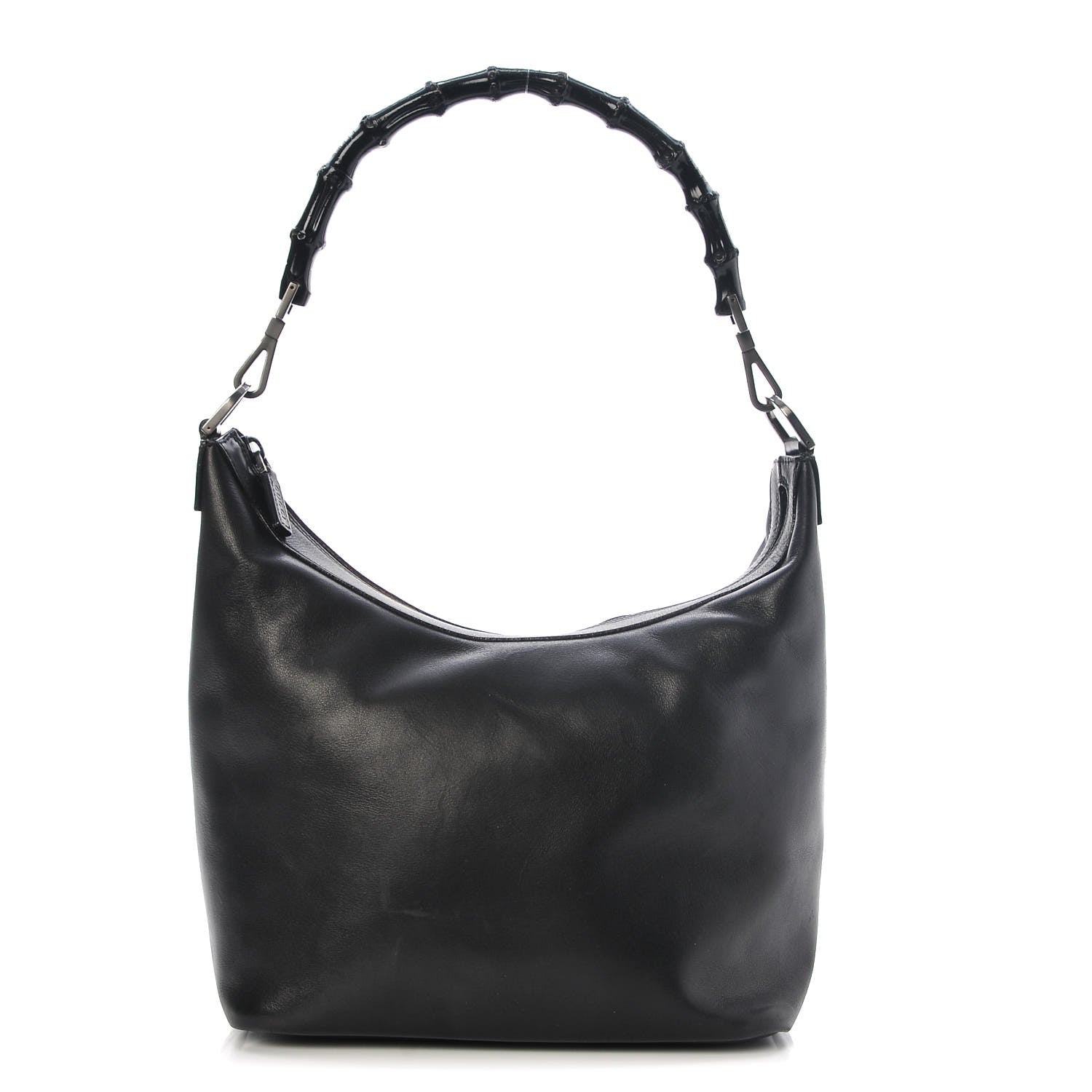 Gucci Calfskin Bamboo Shoulder Bag Black 1 of 9