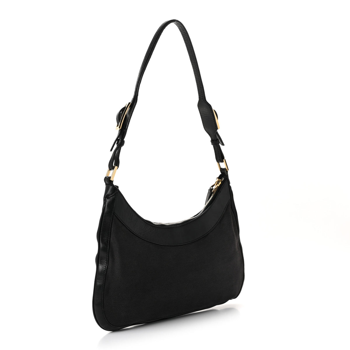 Canvas Calfskin Jackie O Hobo Black