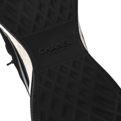 Chanel Fabric Suede Calfskin Sneakers 41 Black Beige White 7 of 9